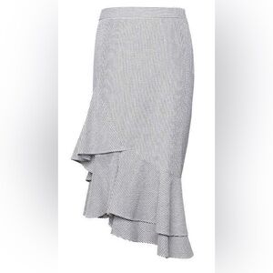 Banana Republic Navy and White seersucker Asymmetrical Skirt